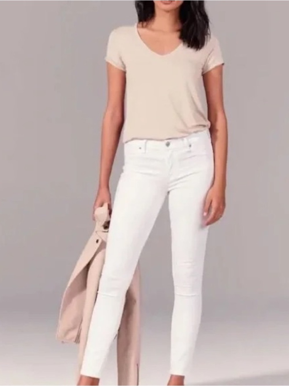 Abercrombie & Fitch White Mid Rise Super Skinny Jeans Sz 29/8